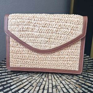 BRAND NEW LOFT Elegant Tan and Cream Woven Clutch